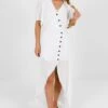 Perfect Opportunity White Polka Dot Maxi Dress -Outlet Bella Ella Boutique Store Perfect Opportunity White Dress Full Front 1 5000x