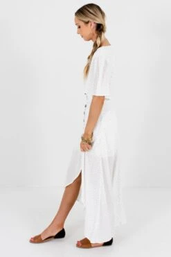 Perfect Opportunity White Polka Dot Maxi Dress -Outlet Bella Ella Boutique Store Perfect Opportunity White Dress Side 5000x