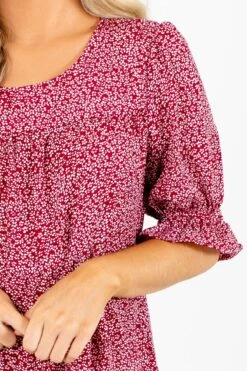 Pick The Poppies Floral Midi Dress -Outlet Bella Ella Boutique Store Pick the Poppies Burgundy Dress Detail 5000x