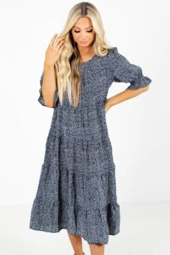 Pick The Poppies Floral Midi Dress -Outlet Bella Ella Boutique Store Pick the Poppies Navy Dress Front 5000x