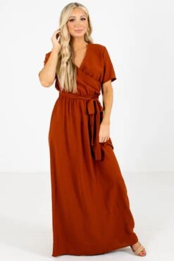 Raise Your Glass Maxi Dress -Outlet Bella Ella Boutique Store Raise Your Glass Rust Dress Front 5000x