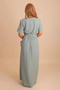 Raise Your Glass Maxi Dress -Outlet Bella Ella Boutique Store RaiseYourGlassMaxiDress BackGreen 5000x
