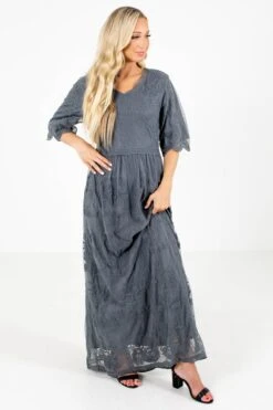 Return To Me Charcoal Gray Maxi Dress 10 Return To Me Charcoal Gray Maxi Dress -Outlet Bella Ella Boutique Store Return to Me Gray Dress Full Front 5000x