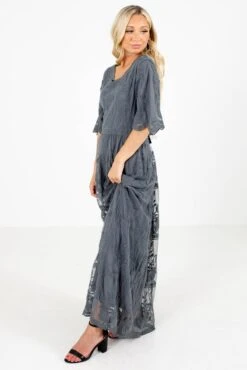 Return To Me Charcoal Gray Maxi Dress 11 Return To Me Charcoal Gray Maxi Dress -Outlet Bella Ella Boutique Store Return to Me Gray Dress Side 5000x