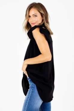 Right Reasons Short Sleeve Blouse -Outlet Bella Ella Boutique Store Right Reasons Black Blouse Side 5000x