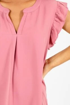 Right Reasons Short Sleeve Blouse -Outlet Bella Ella Boutique Store Right Reasons Pink Blouse Detail 5000x