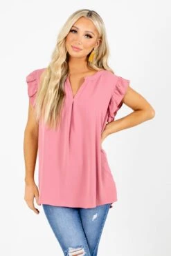 Right Reasons Short Sleeve Blouse -Outlet Bella Ella Boutique Store Right Reasons Pink Blouse Front 1cb720ec 8be1 4a9a 863f b6682c6d3d2e 5000x