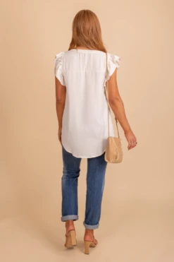 Right Reasons Short Sleeve Blouse -Outlet Bella Ella Boutique Store Rightreasonstop Offwhiteback 5000x