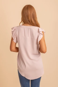 Right Reasons Short Sleeve Blouse -Outlet Bella Ella Boutique Store Rightreasonstop lightpinkback 5000x