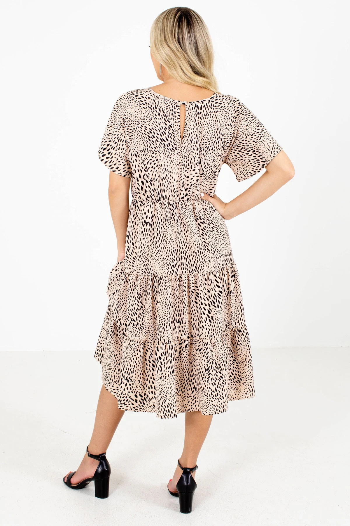 Roaming Free Tan Patterned Midi Dress 4 Roaming Free Tan Patterned Midi Dress - Image 2