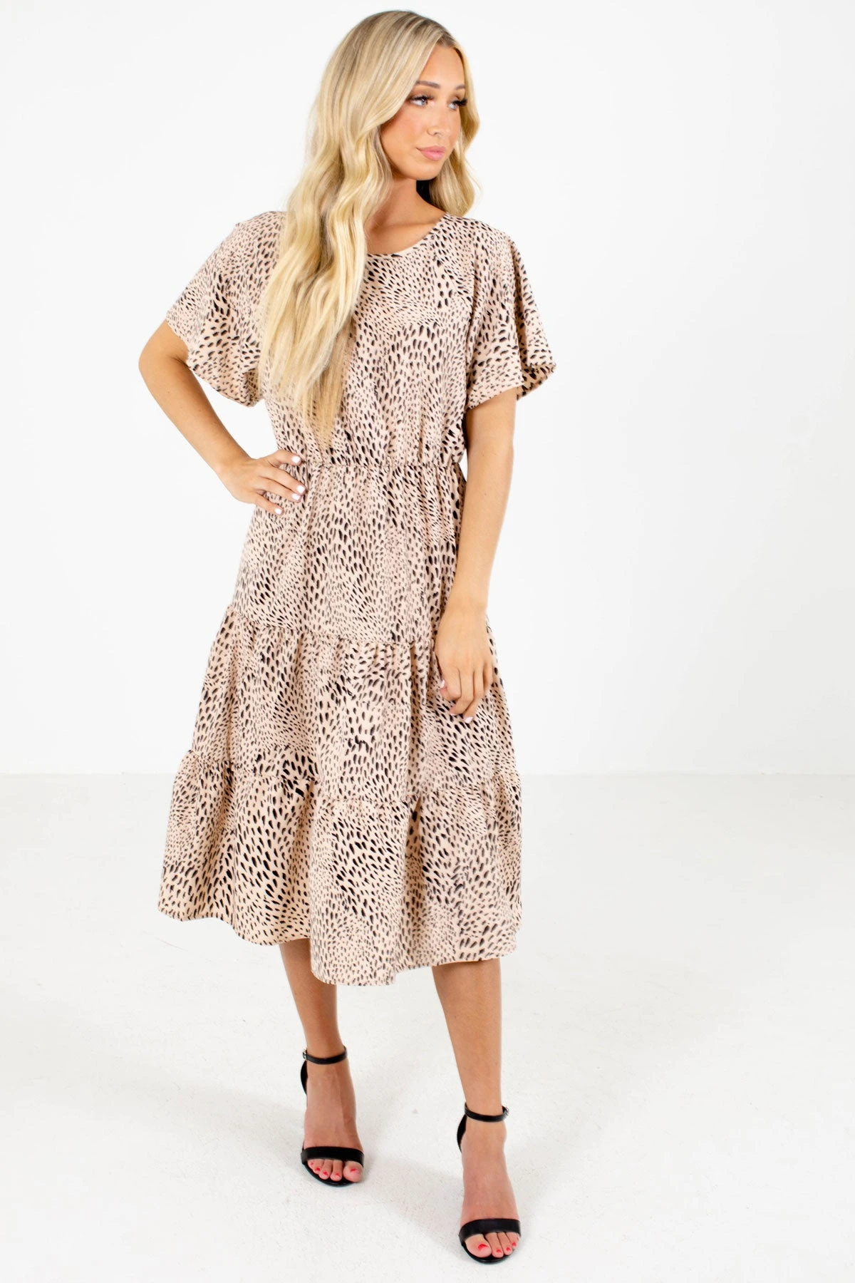 Roaming Free Tan Patterned Midi Dress 6 Roaming Free Tan Patterned Midi Dress - Image 4