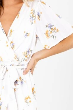 Sending My Love White Floral Knee-Length Dress -Outlet Bella Ella Boutique Store Sending My Love White Dress Detail 5000x