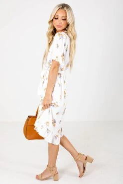 Sending My Love White Floral Knee-Length Dress -Outlet Bella Ella Boutique Store Sending My Love White Dress Full Side 5000x