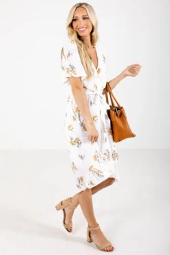 Sending My Love White Floral Knee-Length Dress -Outlet Bella Ella Boutique Store Sending My Love White Dress Side 5000x
