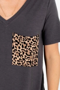 She's Dangerous Pocket Tee -Outlet Bella Ella Boutique Store She sDangerousTeeGrayDetail 5000x