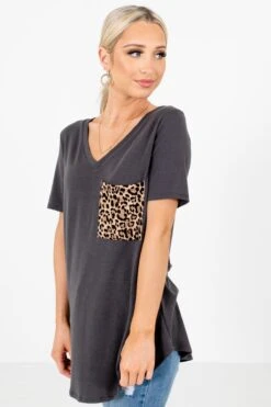 She's Dangerous Pocket Tee -Outlet Bella Ella Boutique Store She sDangerousTeeGraySide 5000x