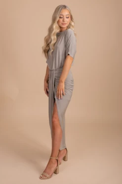 Show Off One-Shoulder Midi Dress -Outlet Bella Ella Boutique Store ShowOffOff ShoulderSideGreen 5000x