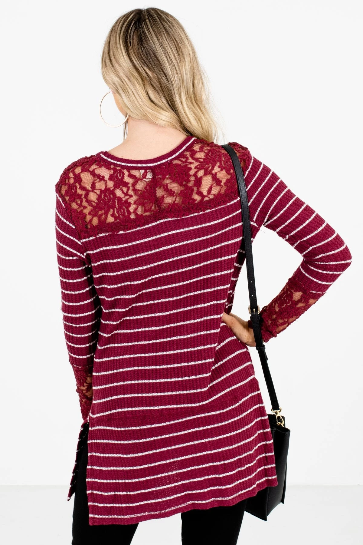 Simply Adorable Burgundy Striped Top 4 Simply Adorable Burgundy Striped Top - Image 2