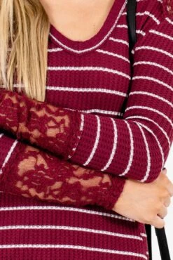 Simply Adorable Burgundy Striped Top 12 Simply Adorable Burgundy Striped Top -Outlet Bella Ella Boutique Store Simply Adorable Burgundy Top Detail2 5000x