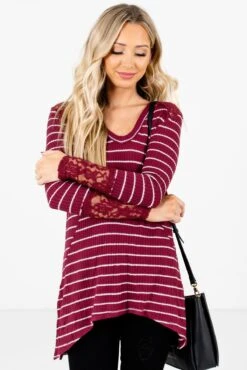 Simply Adorable Burgundy Striped Top 17 Simply Adorable Burgundy Striped Top -Outlet Bella Ella Boutique Store Simply Adorable Burgundy Top Front2 5000x