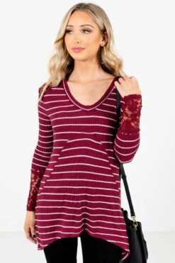 Simply Adorable Burgundy Striped Top 15 Simply Adorable Burgundy Striped Top -Outlet Bella Ella Boutique Store Simply Adorable Burgundy Top Front 5000x
