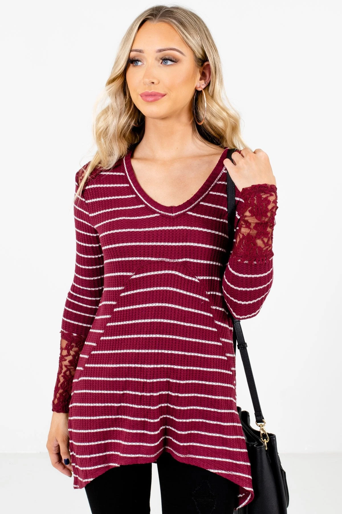 Simply Adorable Burgundy Striped Top 8 Simply Adorable Burgundy Striped Top - Image 6