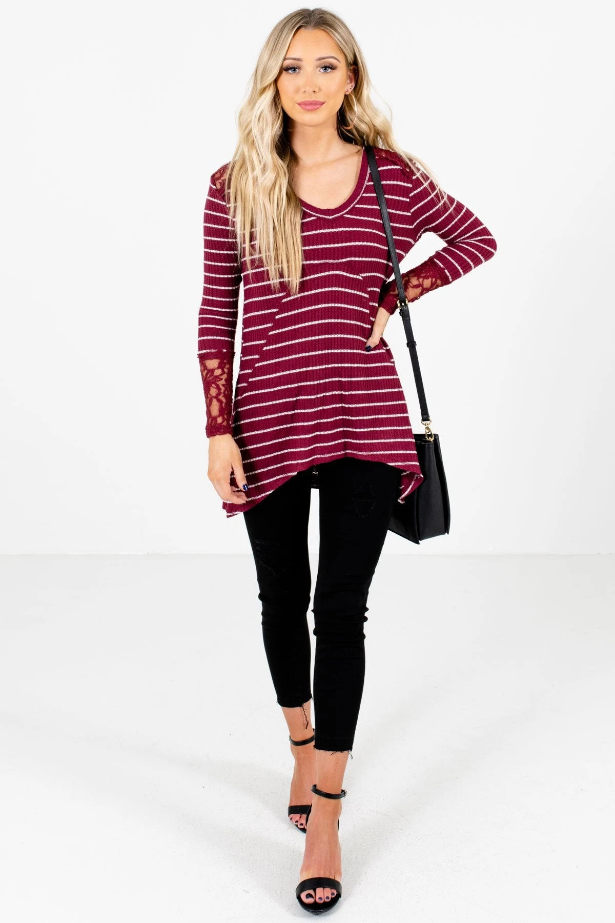 Simply Adorable Burgundy Striped Top 6 Simply Adorable Burgundy Striped Top - Image 4
