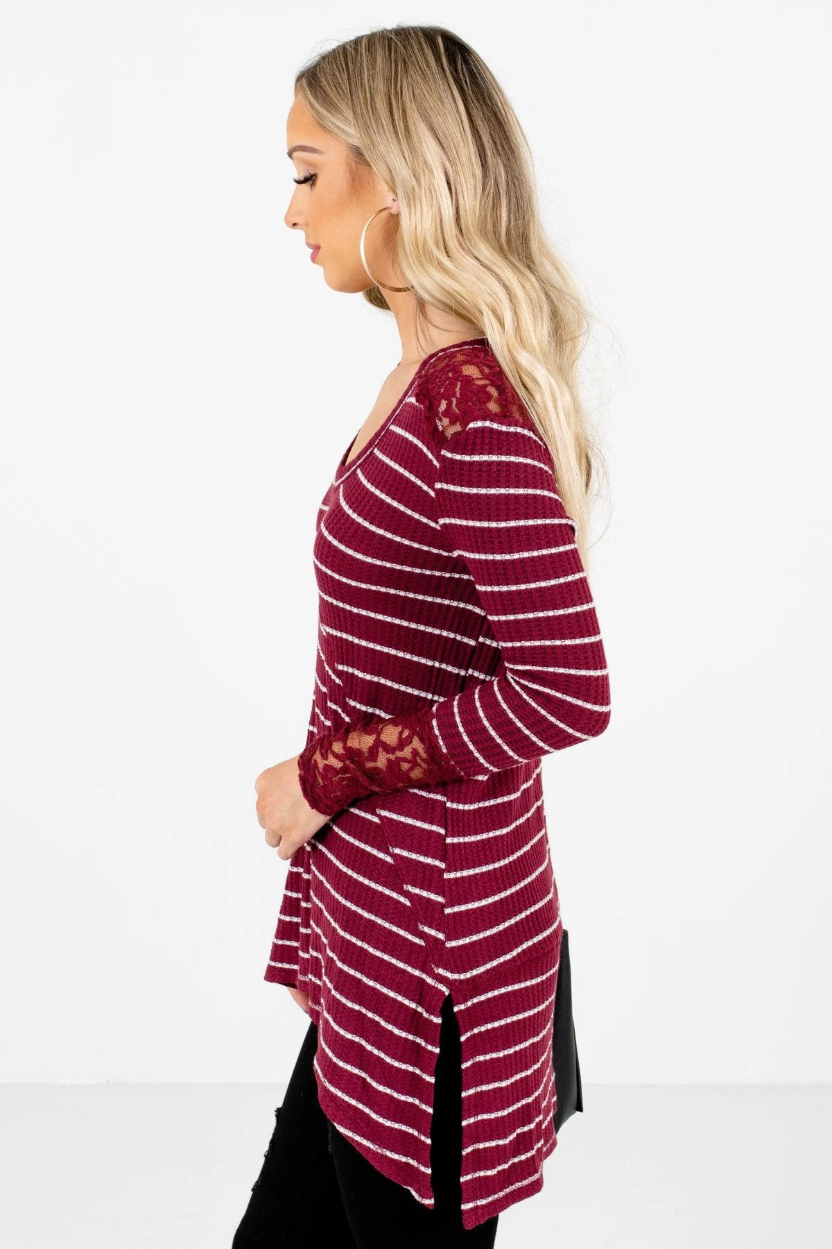 Simply Adorable Burgundy Striped Top 7 Simply Adorable Burgundy Striped Top - Image 5