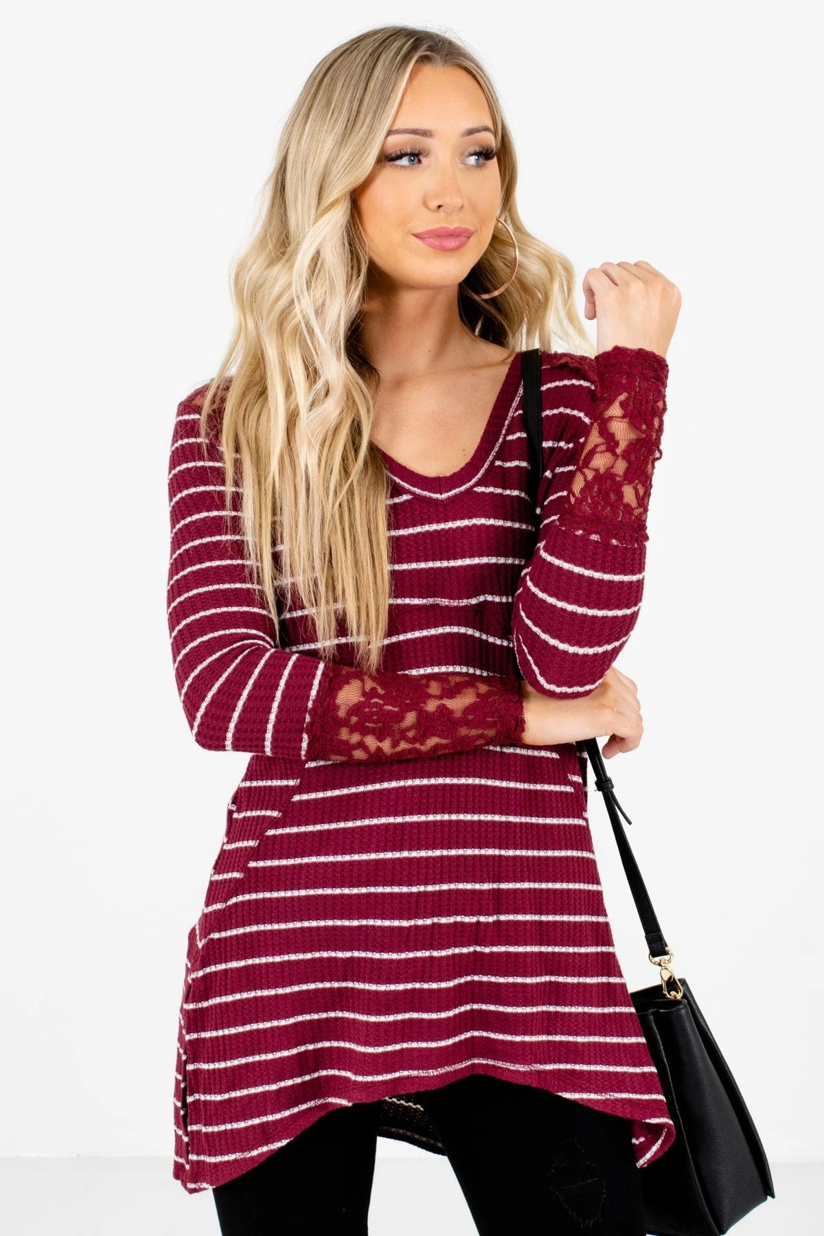 Simply Adorable Burgundy Striped Top 3 Simply Adorable Burgundy Striped Top