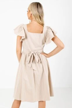 Smooth Sailing Taupe Knee-Length Dress -Outlet Bella Ella Boutique Store Smooth Sailing Taupe Dress Back 5000x