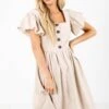 Smooth Sailing Taupe Knee-Length Dress -Outlet Bella Ella Boutique Store Smooth Sailing Taupe Dress Front2 5000x
