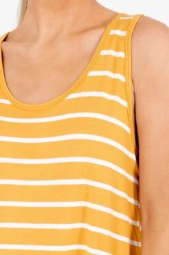 Soak Up The Sun Striped Tank -Outlet Bella Ella Boutique Store Soak Up the Sun Mustard Tank Detail 5000x