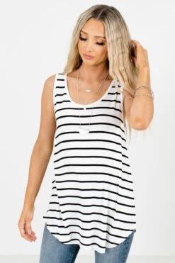 Soak Up The Sun Striped Tank -Outlet Bella Ella Boutique Store Soak Up the Sun White Tank Front 5000x