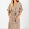 Storm Chaser Brown Midi Dress -Outlet Bella Ella Boutique Store Storm Chaser Brown Dress Front3 5000x