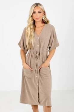 Storm Chaser Brown Midi Dress