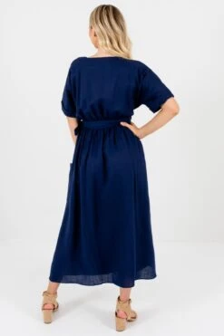Sunday Afternoon Navy Maxi Wrap Dress -Outlet Bella Ella Boutique Store Sunday Afternoon Navy Maxi Wrap Dress Back 5000x