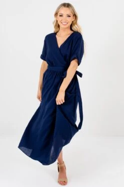 Sunday Afternoon Navy Maxi Wrap Dress -Outlet Bella Ella Boutique Store Sunday Afternoon Navy Maxi Wrap Dress Candid 5000x