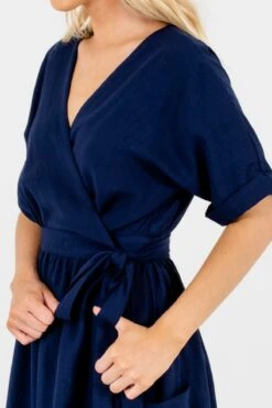 Sunday Afternoon Navy Maxi Wrap Dress -Outlet Bella Ella Boutique Store Sunday Afternoon Navy Maxi Wrap Dress Detail 5000x