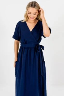 Sunday Afternoon Navy Maxi Wrap Dress -Outlet Bella Ella Boutique Store Sunday Afternoon Navy Maxi Wrap Dress Front 5000x