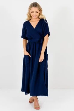 Sunday Afternoon Navy Maxi Wrap Dress -Outlet Bella Ella Boutique Store Sunday Afternoon Navy Maxi Wrap Dress Full 1 5000x