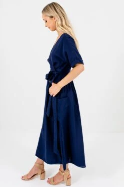 Sunday Afternoon Navy Maxi Wrap Dress -Outlet Bella Ella Boutique Store Sunday Afternoon Navy Maxi Wrap Dress Side 5000x