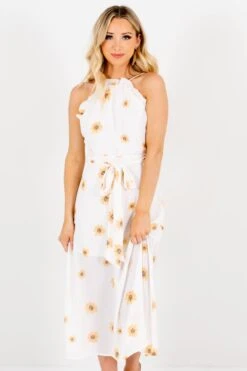 Sunflower Garden White Floral Midi Dress 15 Sunflower Garden White Floral Midi Dress -Outlet Bella Ella Boutique Store Sunflower Garden White Dress Front2 5000x