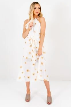 Sunflower Garden White Floral Midi Dress 13 Sunflower Garden White Floral Midi Dress -Outlet Bella Ella Boutique Store Sunflower Garden White Dress Full Front2 5000x