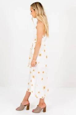 Sunflower Garden White Floral Midi Dress 14 Sunflower Garden White Floral Midi Dress -Outlet Bella Ella Boutique Store Sunflower Garden White Dress Side 5000x