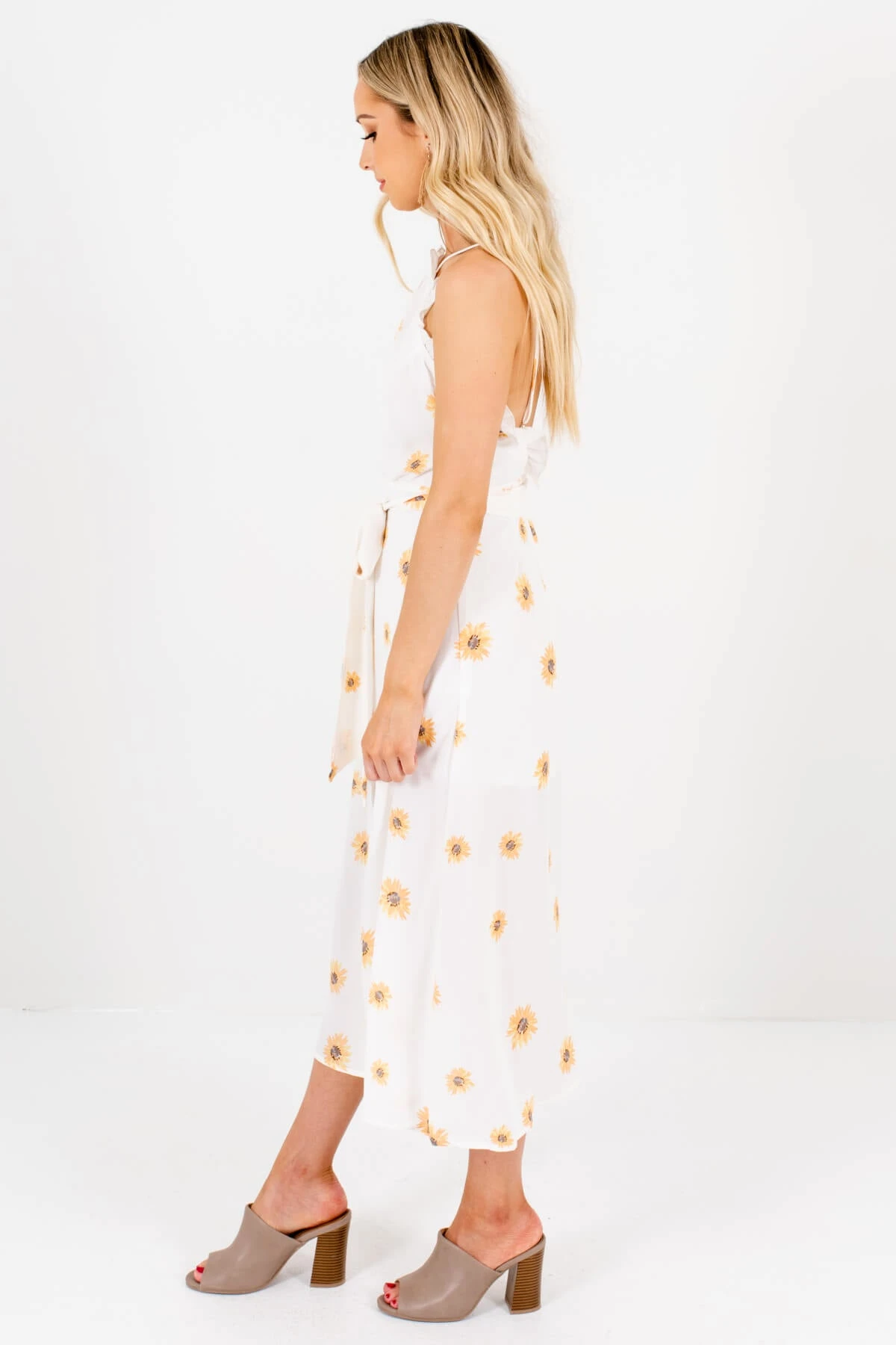 Sunflower Garden White Floral Midi Dress 8 Sunflower Garden White Floral Midi Dress - Image 6