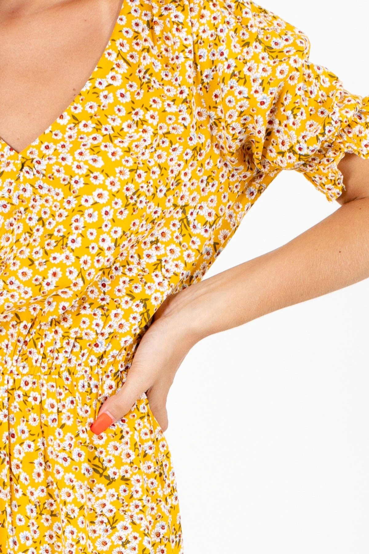 Sunshine Goddess Yellow Floral Midi Dress 5 Sunshine Goddess Yellow Floral Midi Dress - Image 3
