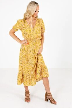 Sunshine Goddess Yellow Floral Midi Dress 15 Sunshine Goddess Yellow Floral Midi Dress -Outlet Bella Ella Boutique Store Sunshine Goddess Yellow Dress Full Front 5000x