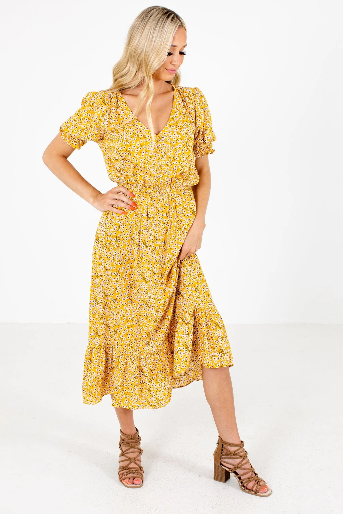 Sunshine Goddess Yellow Floral Midi Dress 9 Sunshine Goddess Yellow Floral Midi Dress - Image 7