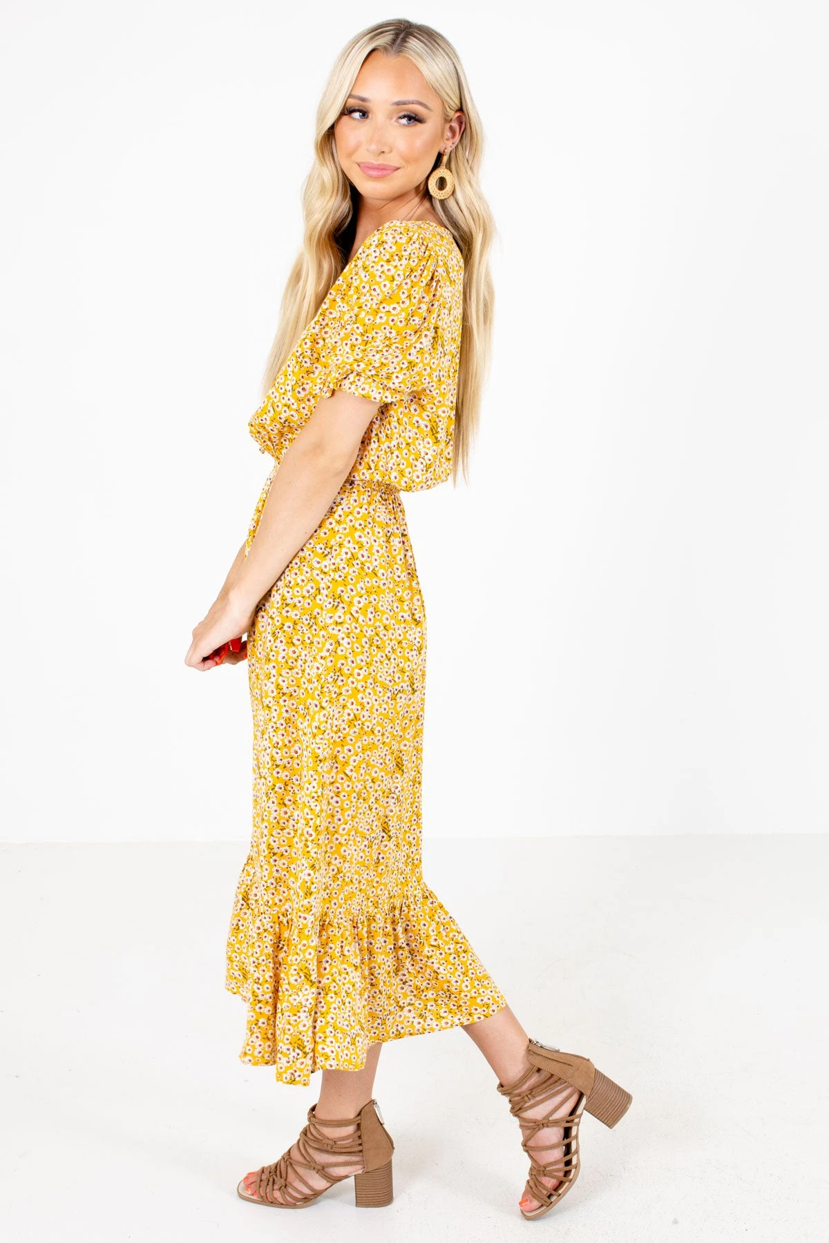 Sunshine Goddess Yellow Floral Midi Dress 8 Sunshine Goddess Yellow Floral Midi Dress - Image 6