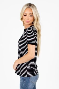Sunshine & Rainbows Striped Top -Outlet Bella Ella Boutique Store Sunshine Rainbows Black Top Side 5000x
